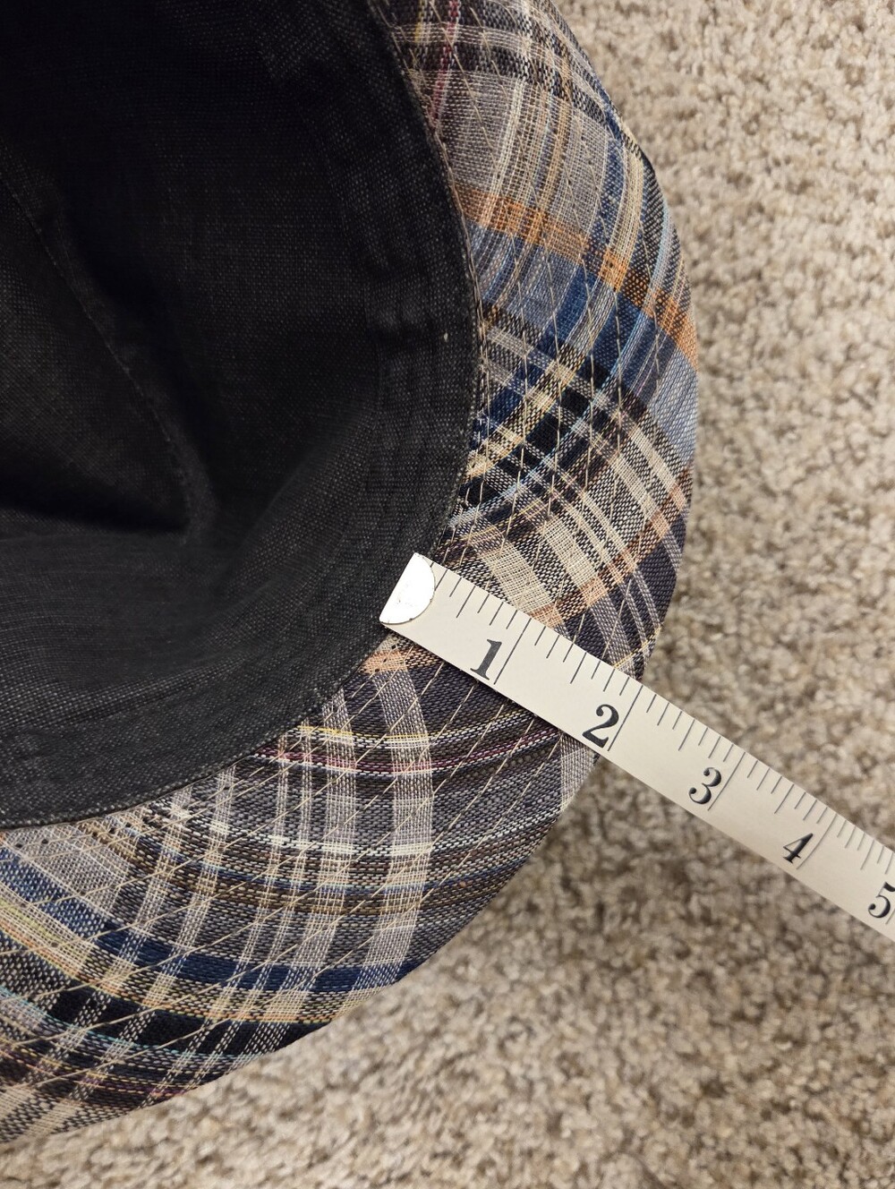 Stetson Plaid Linen Blend Fedora Hat Trilby Mens XL Classic Short Brim Blue Gray - Picture 9 of 11
